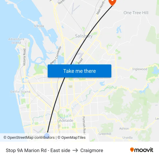 Stop 9A Marion Rd - East side to Craigmore map