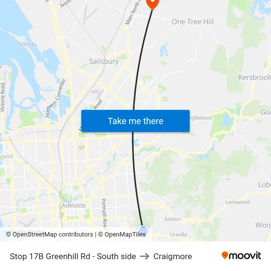 Stop 17B Greenhill Rd - South side to Craigmore map