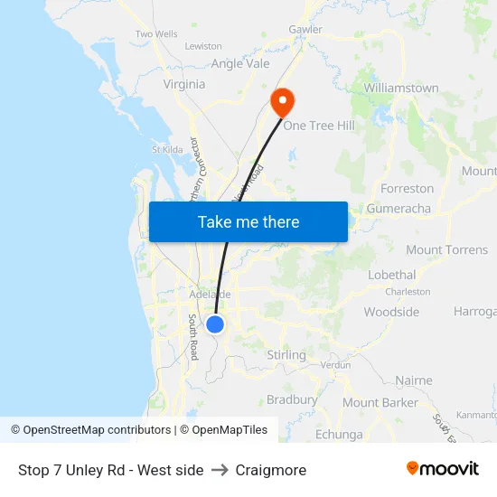Stop 7 Unley Rd - West side to Craigmore map