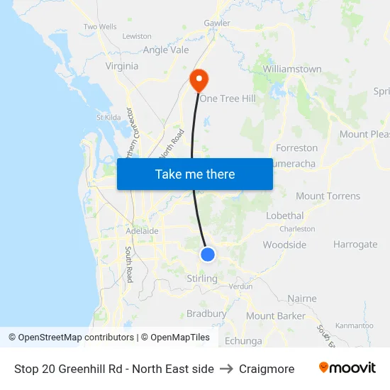 Stop 20 Greenhill Rd - North East side to Craigmore map