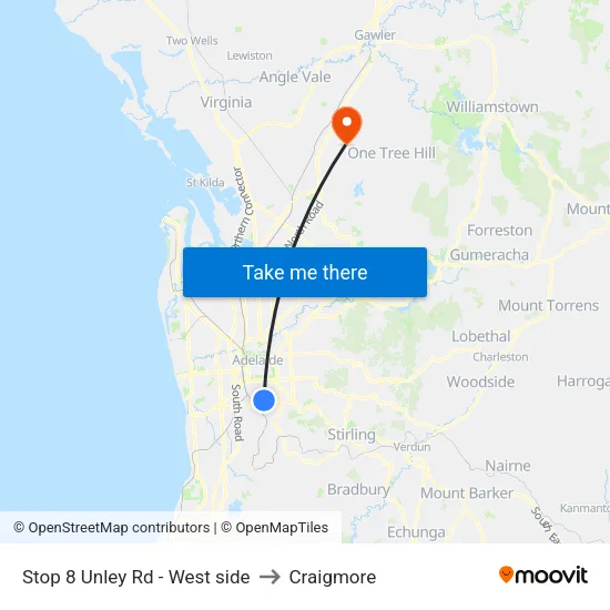 Stop 8 Unley Rd - West side to Craigmore map