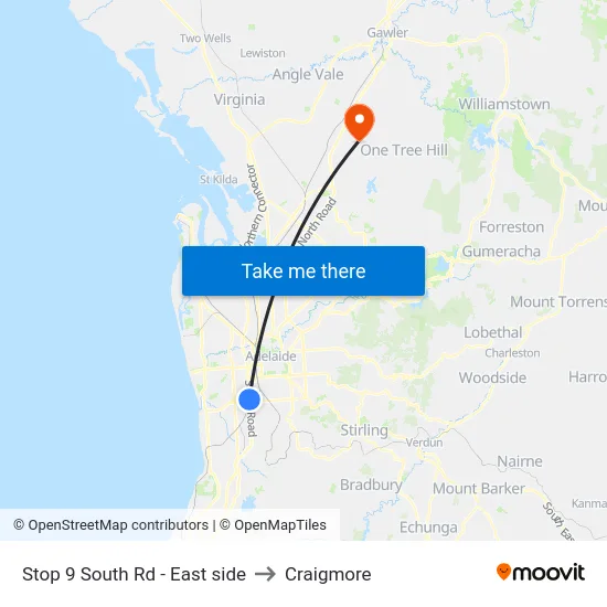 Stop 9 South Rd - East side to Craigmore map