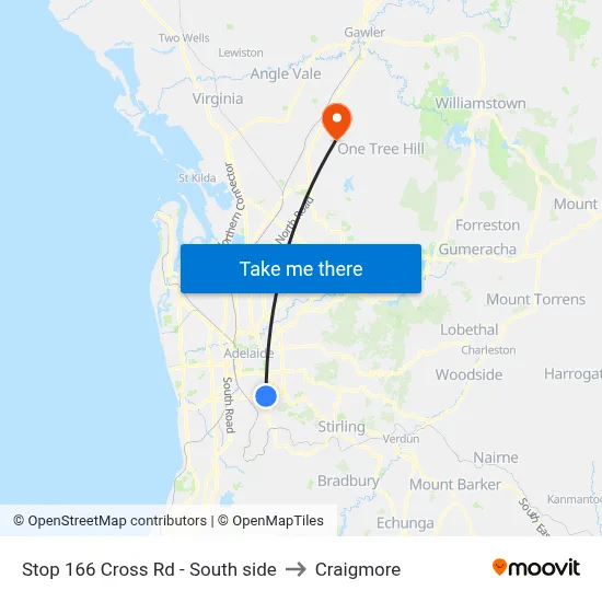 Stop 166 Cross Rd - South side to Craigmore map