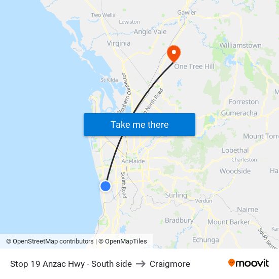 Stop 19 Anzac Hwy - South side to Craigmore map
