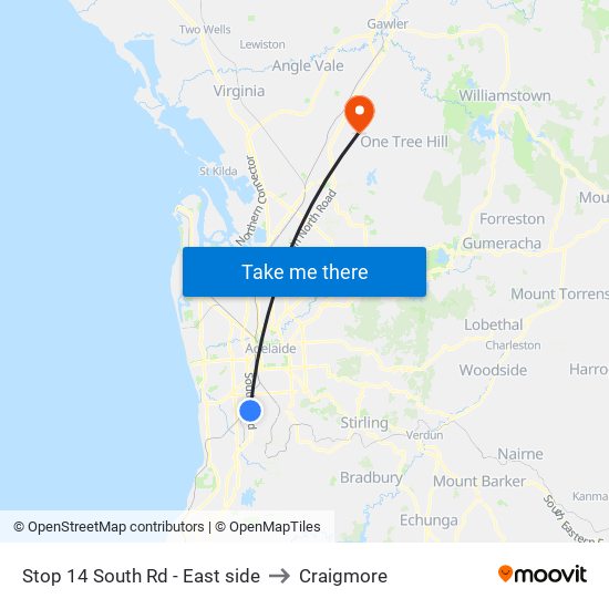 Stop 14 South Rd - East side to Craigmore map