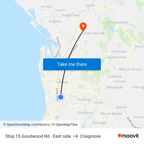 Stop 15 Goodwood Rd - East side to Craigmore map