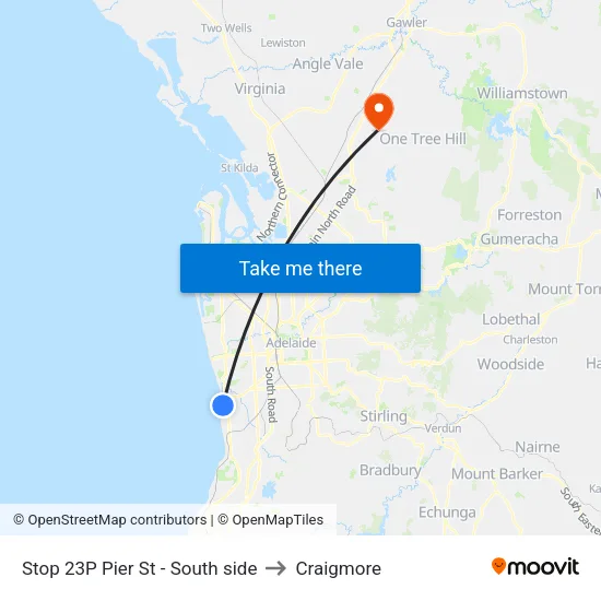 Stop 23P Pier St - South side to Craigmore map