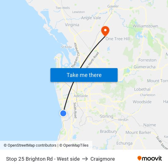 Stop 25 Brighton Rd - West side to Craigmore map