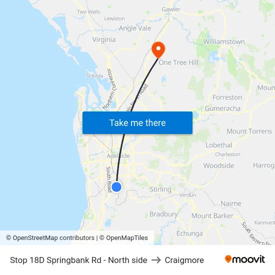 Stop 18D Springbank Rd - North side to Craigmore map