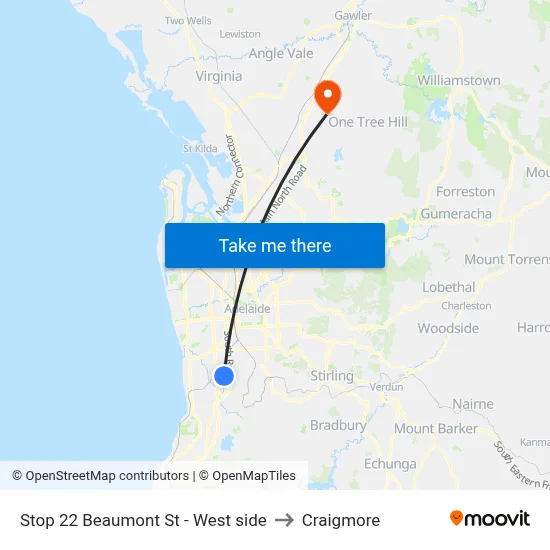 Stop 22 Beaumont St - West side to Craigmore map