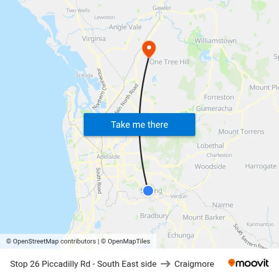 Stop 26 Piccadilly Rd - South East side to Craigmore map