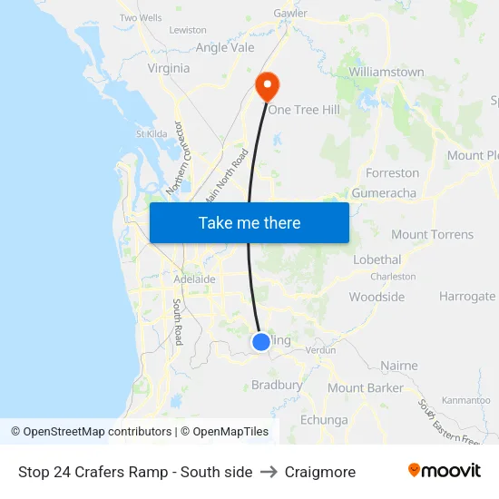 Stop 24 Crafers Ramp - South side to Craigmore map