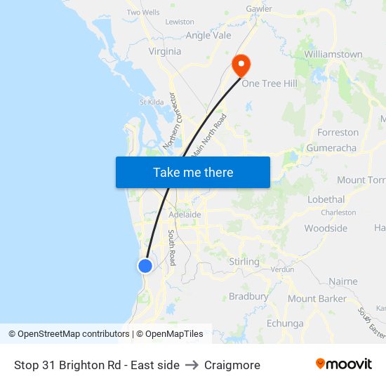 Stop 31 Brighton Rd - East side to Craigmore map