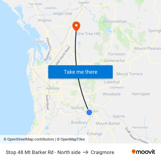 Stop 48 Mt Barker Rd - North side to Craigmore map