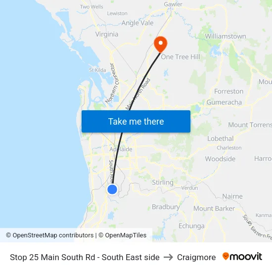 Stop 25 Main South Rd - South East side to Craigmore map
