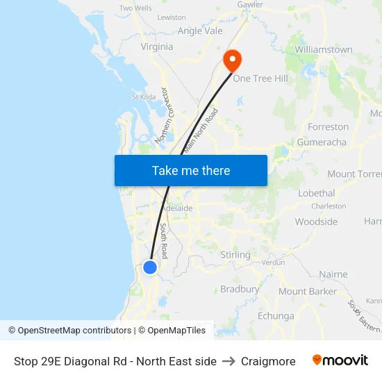 Stop 29E Diagonal Rd - North East side to Craigmore map