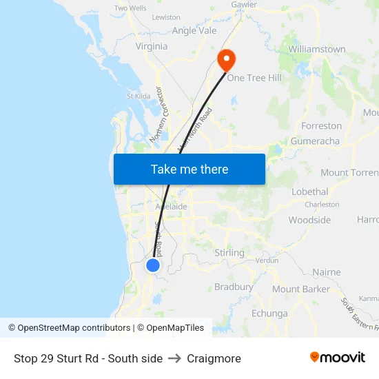 Stop 29 Sturt Rd - South side to Craigmore map