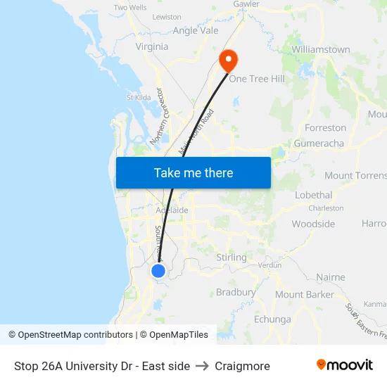 Stop 26A University Dr - East side to Craigmore map