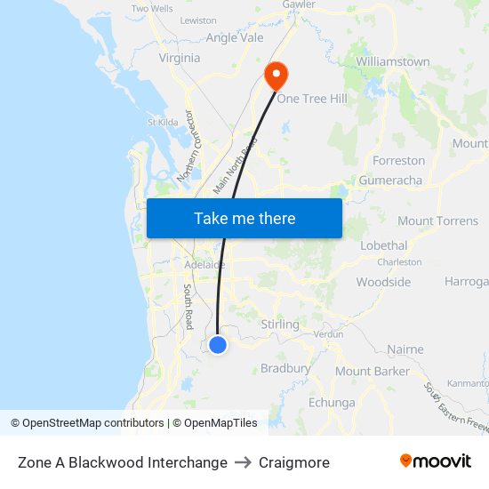 Zone A Blackwood Interchange to Craigmore map