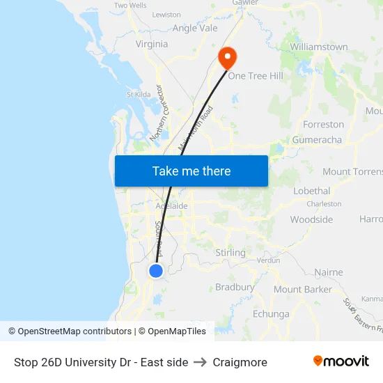 Stop 26D University Dr - East side to Craigmore map