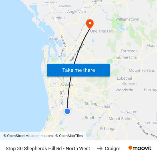 Stop 30 Shepherds Hill Rd - North West side to Craigmore map