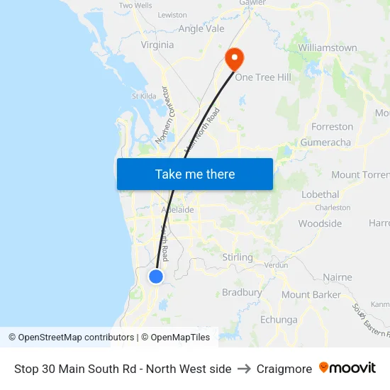 Stop 30 Main South Rd - North West side to Craigmore map