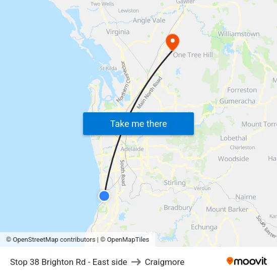 Stop 38 Brighton Rd - East side to Craigmore map