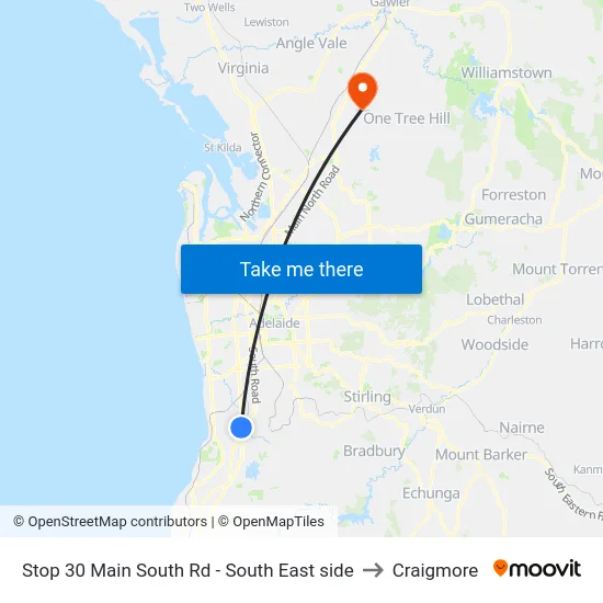 Stop 30 Main South Rd - South East side to Craigmore map