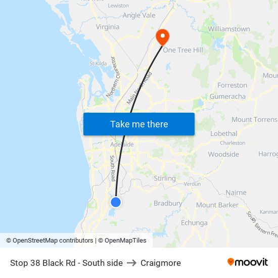 Stop 38 Black Rd - South side to Craigmore map