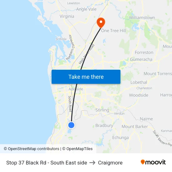 Stop 37 Black Rd - South East side to Craigmore map