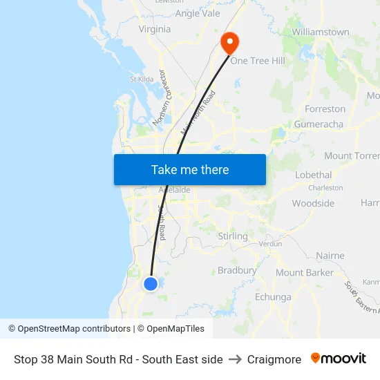 Stop 38 Main South Rd - South East side to Craigmore map