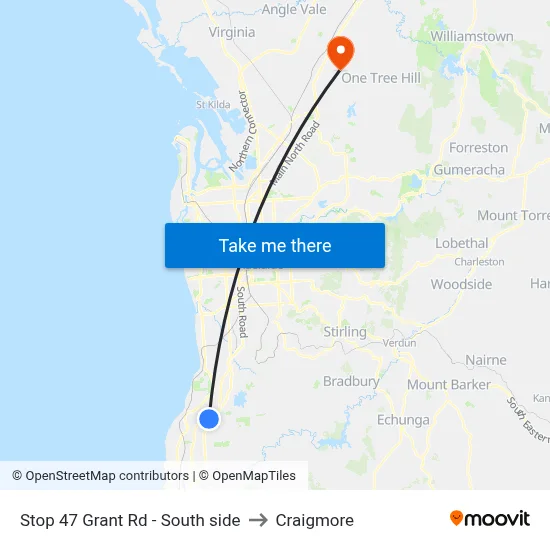Stop 47 Grant Rd - South side to Craigmore map