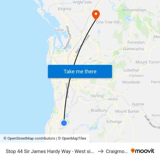 Stop 44 Sir James Hardy Way - West side to Craigmore map