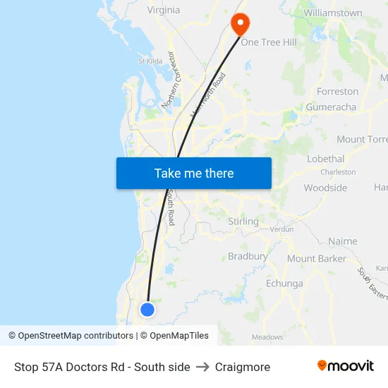 Stop 57A Doctors Rd - South side to Craigmore map