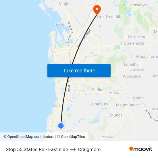 Stop 55 States Rd - East side to Craigmore map