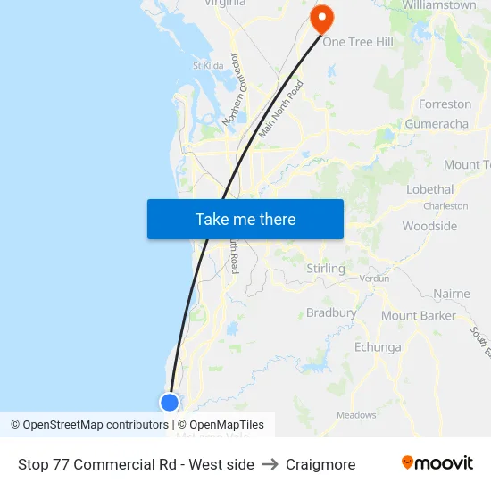 Stop 77 Commercial Rd - West side to Craigmore map