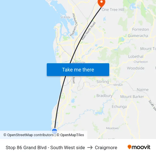 Stop 86 Grand Blvd - South West side to Craigmore map