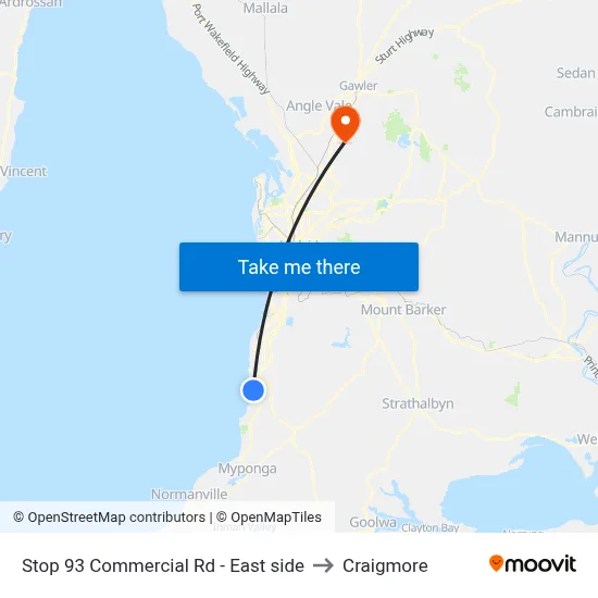 Stop 93 Commercial Rd - East side to Craigmore map