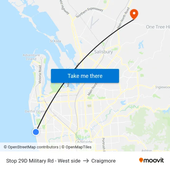 Stop 29D Military Rd - West side to Craigmore map