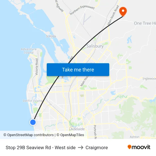 Stop 29B Seaview Rd - West side to Craigmore map