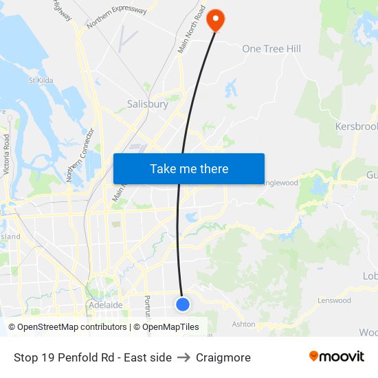 Stop 19 Penfold Rd - East side to Craigmore map