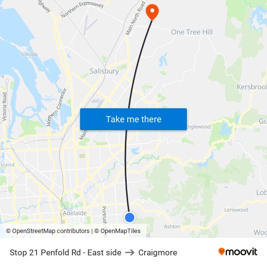 Stop 21 Penfold Rd - East side to Craigmore map
