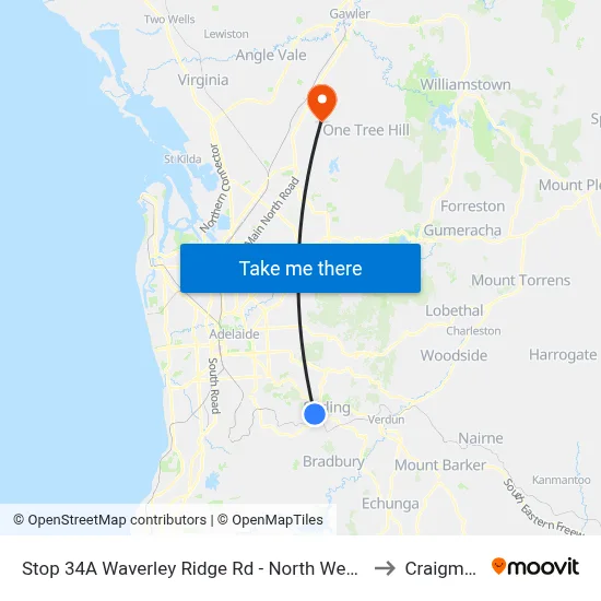 Stop 34A Waverley Ridge Rd - North West side to Craigmore map