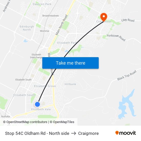 Stop 54C Oldham Rd - North side to Craigmore map