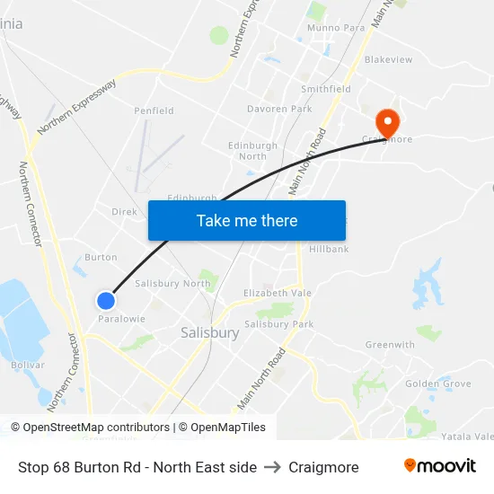Stop 68 Burton Rd - North East side to Craigmore map