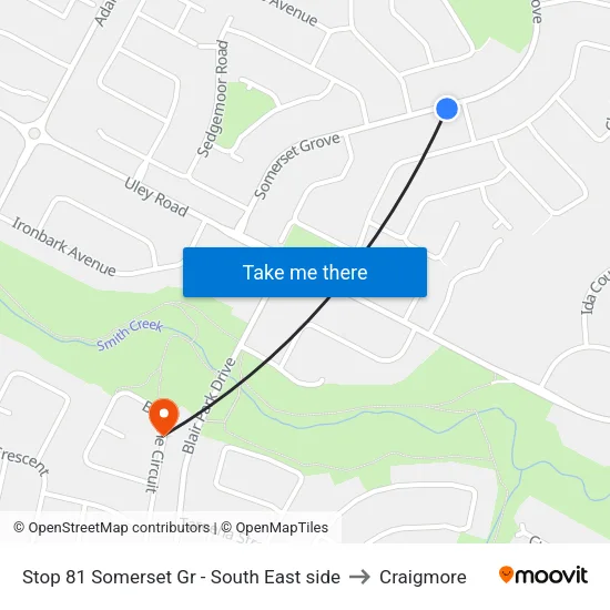 Stop 81 Somerset Gr - South East side to Craigmore map