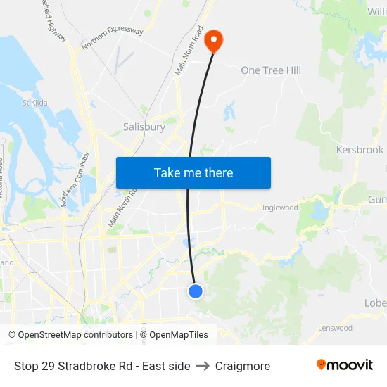 Stop 29 Stradbroke Rd - East side to Craigmore map
