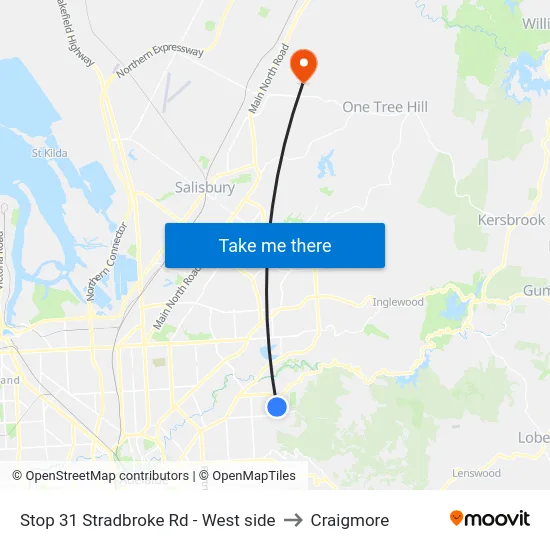 Stop 31 Stradbroke Rd - West side to Craigmore map