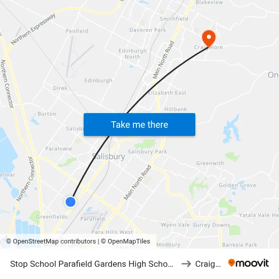 Stop School Parafield Gardens High School Shepherdson Rd to Craigmore map