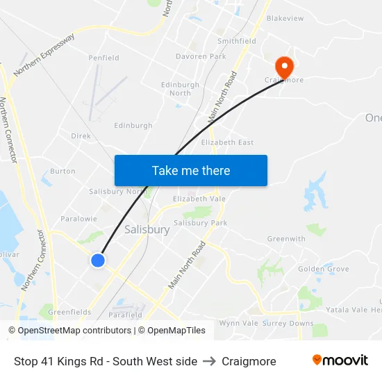 Stop 41 Kings Rd - South West side to Craigmore map